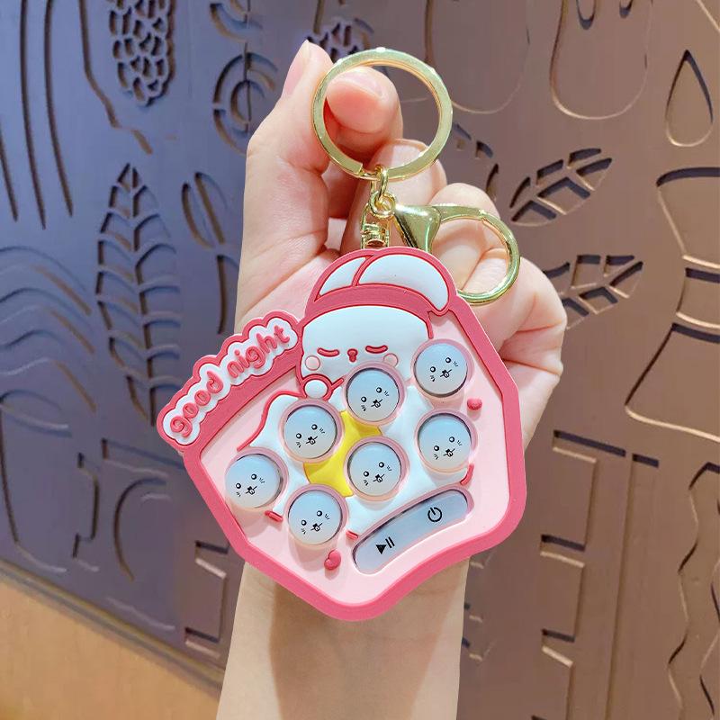 Creative Bunny Decompression Gopher Machine Keychain Pendant Cartoon Children'S Puzzle Game Machine Schoolbag Pendant