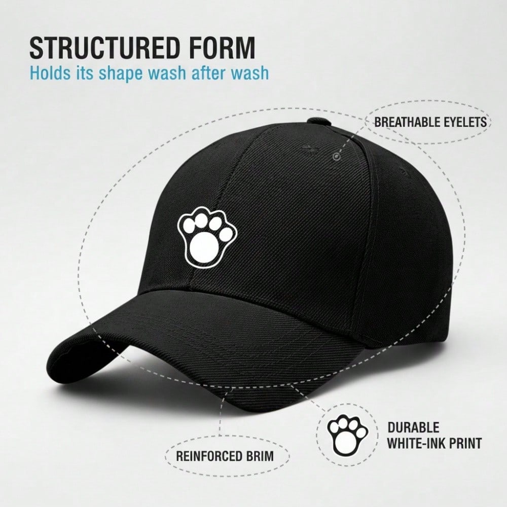 [Cute Paw Print Baseball Cap] Adorable Unisex Paw Print Light Beige Polyester Adjustable Breathable Curved Brim Hat, Pet Lover Gift for Daily Wear