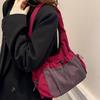 Casual Underarm Tote Bag Soft Half Moon Bags Simple Nylon Pleated Crossbody Bag  Women
