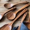 Natural Wood Kitchen Utensil Set  Eco-Friendly Cooking Tools Incl Skimmer Spoon Salad Scoop Non-Stick Rice Colander for Soup