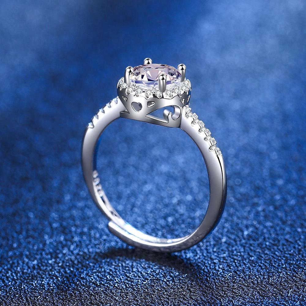 1 Carat Moissanite Diamond Ring For Women 4 Prong Setting Round Cut Adjustable Band Couple Jewelry