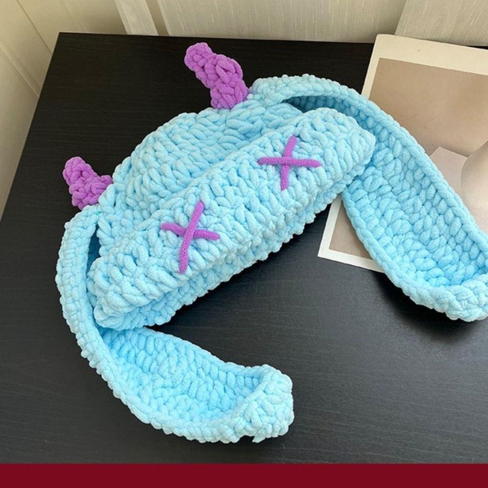 Soft Warm Little Devil Long Ears Cap Elastic Knit Warm Windproof Cap Cold Weather Wear