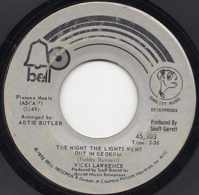 7inch Record VICKI LAWRENCE - The Night The Lights Went Out In Ge 45303 Bell Records 1972 US Pop Used