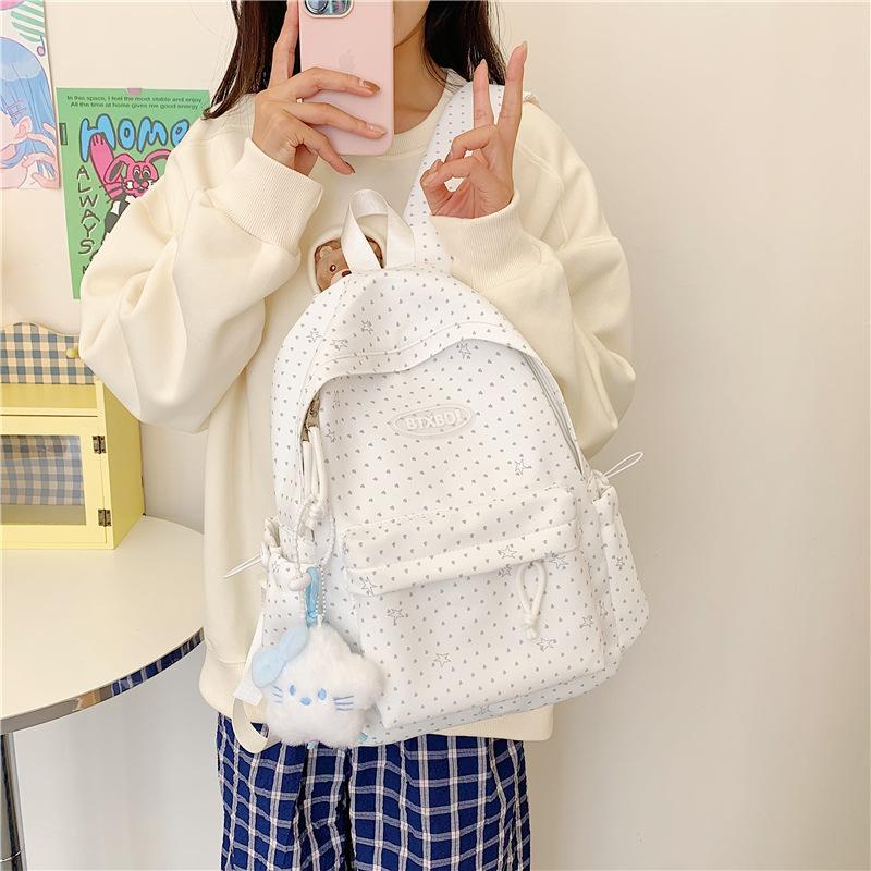 Zaino versione coreana ins Piccolo zaino fresco a pois Grande capacità semplice e versatile Zaino scolastico per studenti Zaino casual alla moda da donna