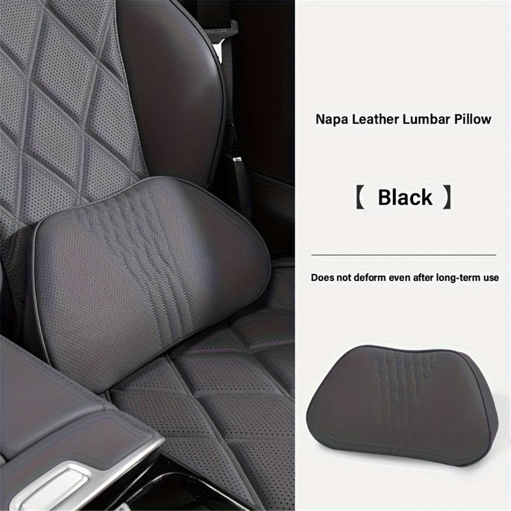 Car Seat Lumbar Support Pillow Napa Leather Back Cushion Ergonomic Design Accessories For Comfort Headrest Neck Auto Interior