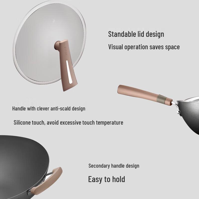 SUPOR 30cm Titanium Non-Coated Iron Wok