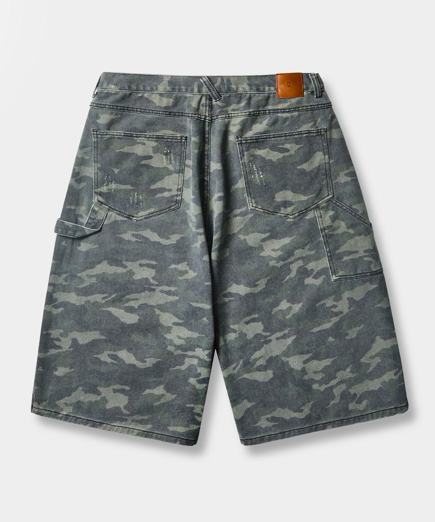 Dimiteulibeullaeg Bio-Washed Carpenter Bermuda Denim Pants_Camouflage