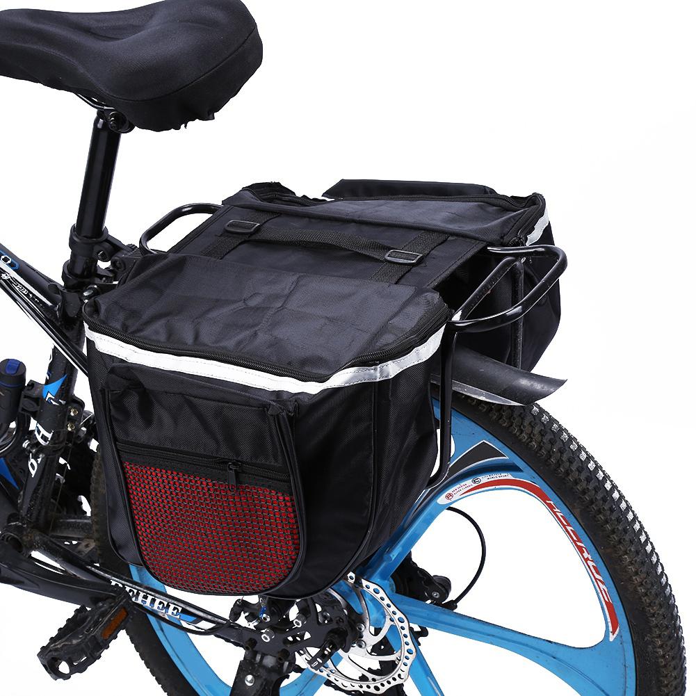 25L Cycling Bicycle Bike Rack Back Rear Seat Tail Carrier Trunk Double Pannier Bag