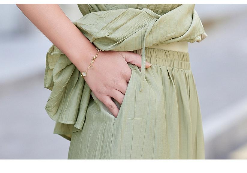 Chic Chiffon Suit: Round Neck Top & Wide-Leg Pants for Women 2026