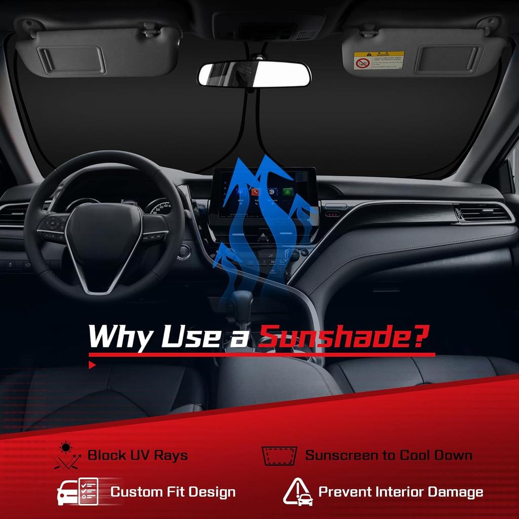 ARISMOTOR Windshield Sun Shade For Hyundai Kona 2024-2025 2026,  Fit Foldable Front Window Sunshade Sun Visor Protector, Block UV Rays Keep Your Car