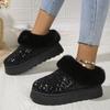 Women's Plus Size New Autumn Winter Chunky Sole Thickened Furry Snow Boots Sequin Upper
