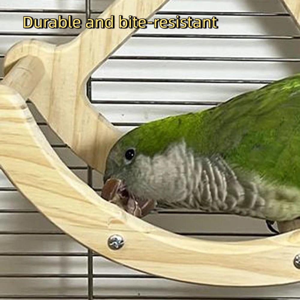 Wooden Parrot Swing Durable Rocking Perch Stand Enrichment Toy Bird Cage Accessories  Pet Parrot