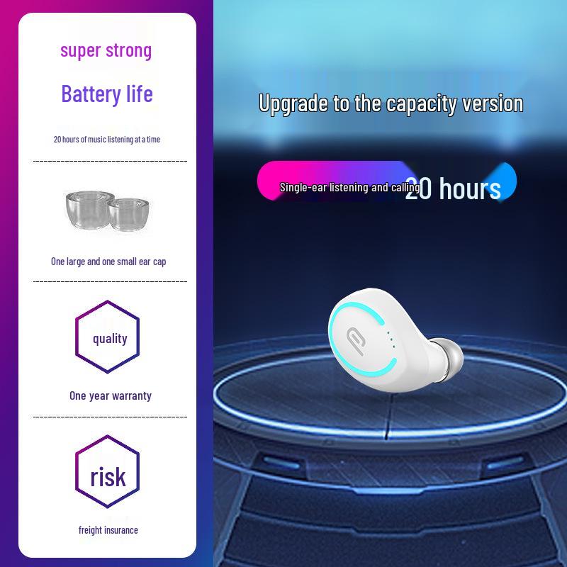 New Wireless Bluetooth 5.1 Mini In-Ear Sports Earbuds with Long Battery Life and Noise Cancellation