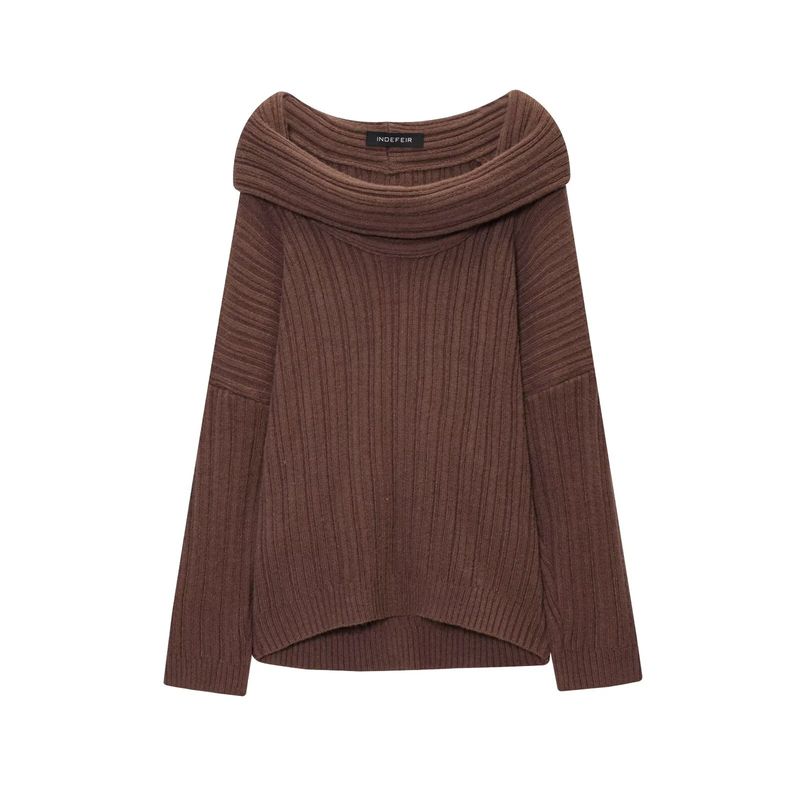 Zbzr Spring New Women Clothes Western Style Fashion Temperament Versatile Lazy off-Shoulder off-Shoulder Knit Sweater