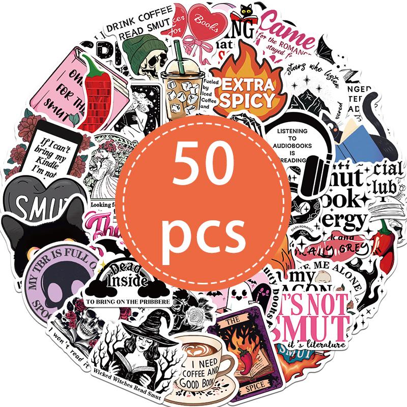 50PCS Thriller Book Stickers Pack Inspirational Bookish Reading Sticker Book Kindle Stickers Cartoon Cute Vinyl Waterproof Decal