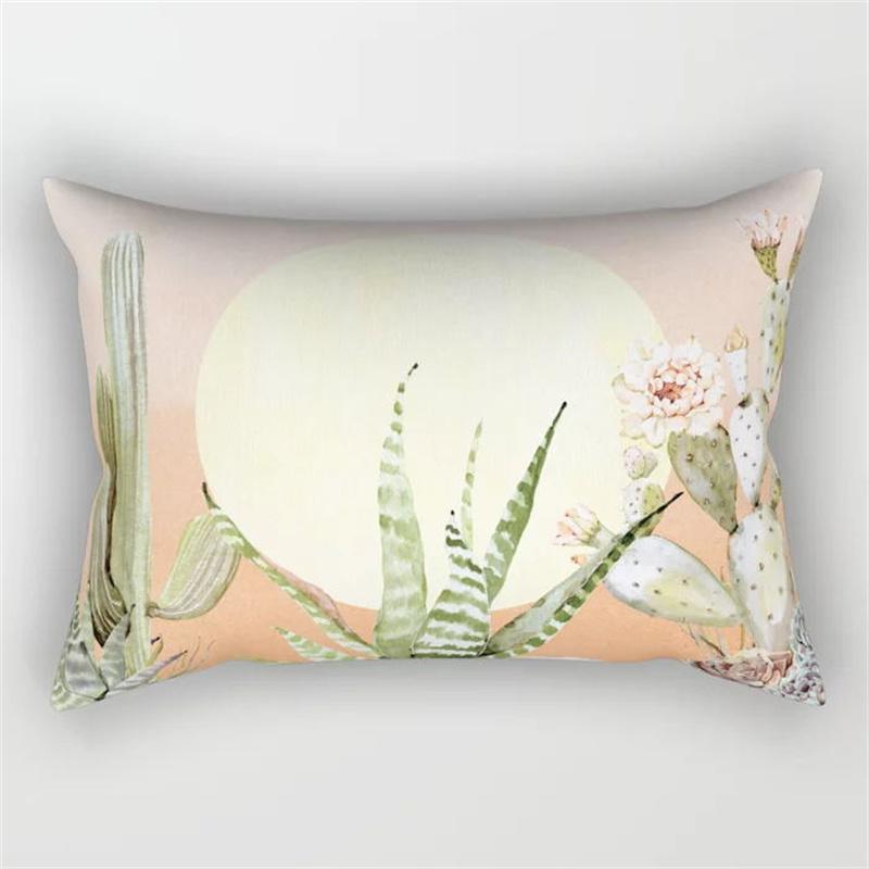 30x50cm Green Tropical Leaves Plant Pillowcase Cactus Flower Polyester Cushion Cover Ins Natural Landscape Pillowslip Home Decor
