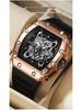 Swiss Brand Men's Sporty Mechanical Watch - Hollowed Large Dial, Luminous, Ideal for Students.