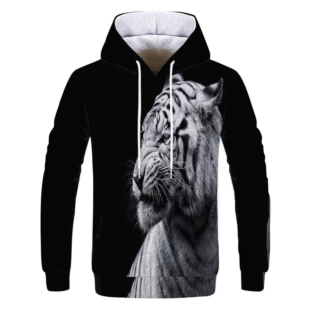 

Мужская повседневная куртка с капюшоном весна-осень с рисунком льва 3D цифровая печать спортивные толстовки-пуловеры M
