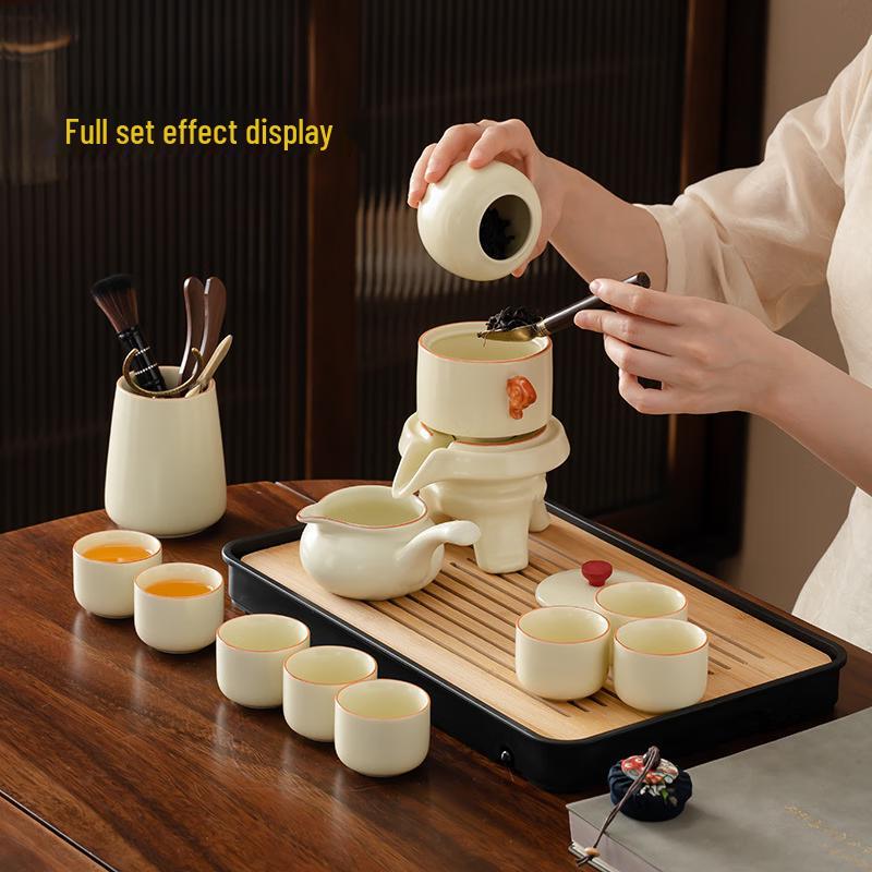Chaxun Light Luxury Ru Kiln Automatic Tea Set