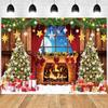 Christmas Fireplace Theme Decor Backdrop Winter Xmas Tree Gift Kids Portrait Family Party Photography Background Photo Studio