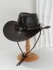 Popular Men's and Women's PU Leather Top Hat, Metal Silver Chain Buckle Star Gem Rhinestone, Houston Rodeo