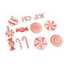 36pcs Xmas Hanging Decorations Lovely Red White Wooden Candy Hanging Ornaments for Xmas Tree Home Pa