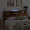 Storage Headboard with LED Reclaimed Wood Effect Wood Based Material