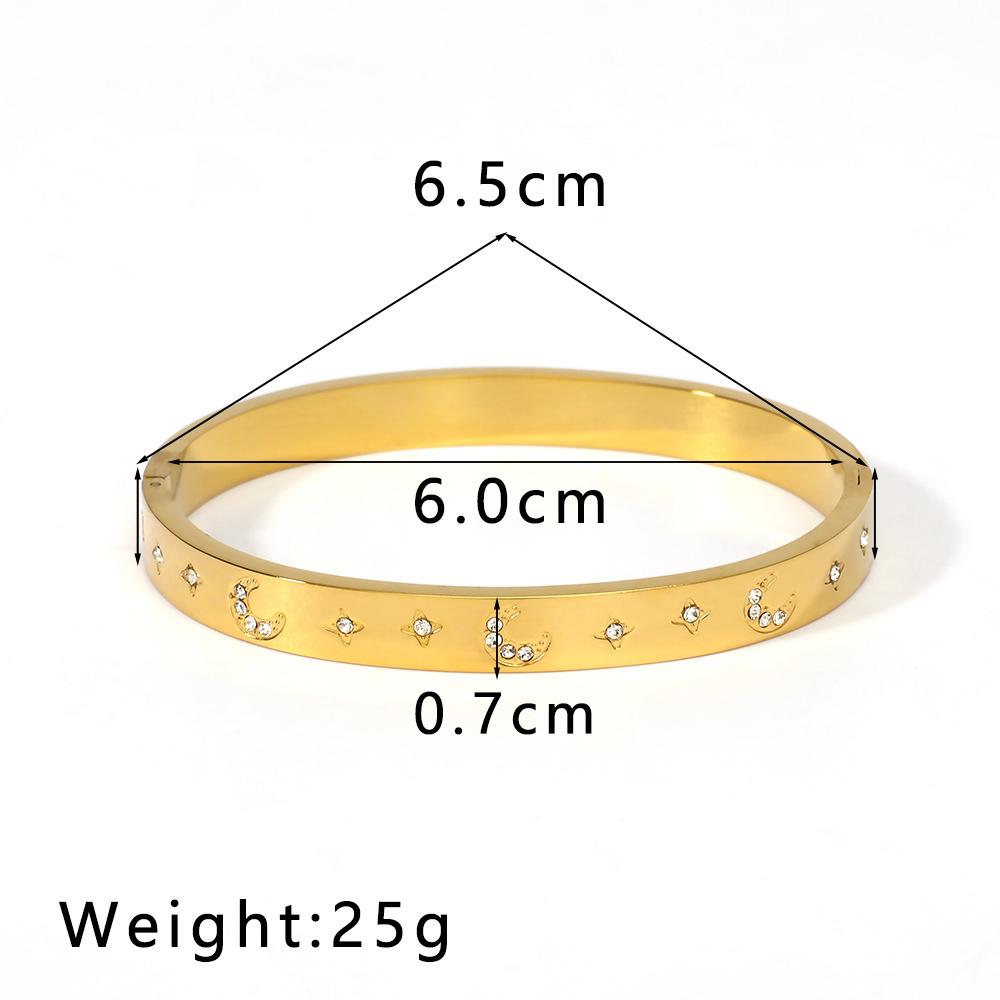 6mm Stainless Steel Zirconia Charm Bangle For Women Gold Color Rhinestone Bracelets