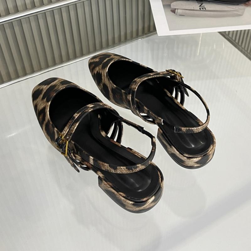 Fashion Bailamos Women Flats Shoes  Designer Luxury New Fashion Ladies Heels Mule Shoes Slingbacks Sandals Casual Female Loafer Leopard