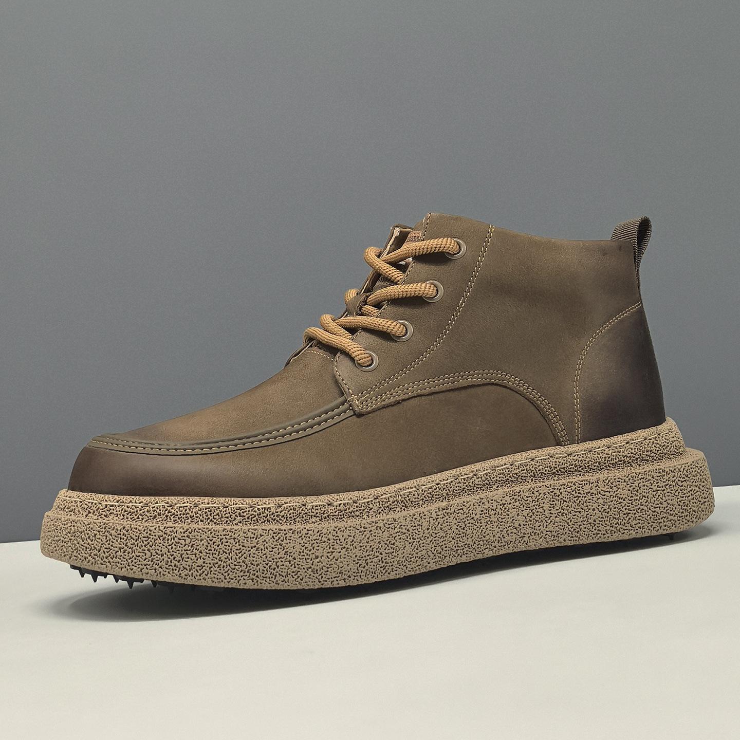 High-top board shoes trendy shoes leather high-top shoes thick-soled heightening casual shoes 38