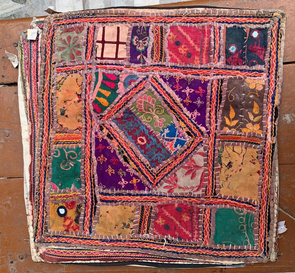 Old Stock Traditional Indian Patchwork Pillow Cover | Handcrafted Textile Art