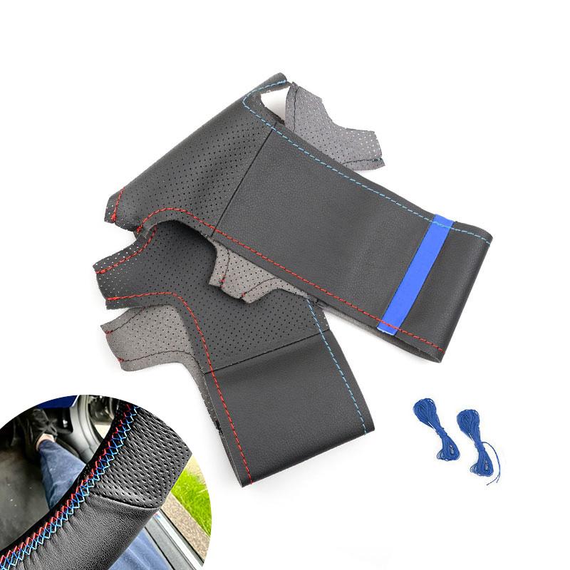 For BMW M Sport 3 5 Series E46 330i 330Ci E39 540i 525i 530i M3 E46 M5 E39 Hand-stitched Perforated Leather Steering Wheel Cover