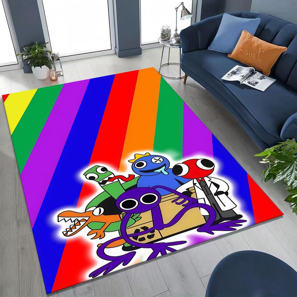 Game 3D R-Rainbow F-Friends Cartoon Art Rug for Bedroom Living Room Sofa Home Doormat Decor,Large Kid Play Non-slip Floor Mat