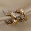 1 para kolczyków Hoop dla kobiet Rock Gold & Silver Color Twisted Triple Ring Dangle Earrings Dwukolorowa pętla na ucho Party Club Vacation Jewelry Gifts