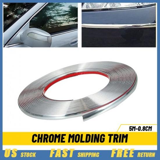 NEW 5M*0.8CM Car Edge Door Window Guard Chrome Molding Trim Protector Strip EXV