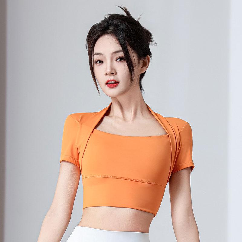 

Женский премиальный костюм для йоги и пилатеса 2024: Продвинутый топ с короткими рукавами и брюки микро-клеш Small