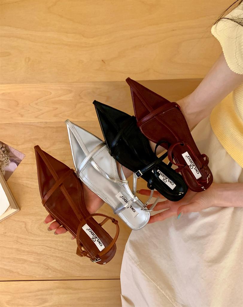 Summer Thin Strap Flat Bottom Simple Word Strap Sandals Female Ins Tide Fairy Open Toe Pointed Sandals
