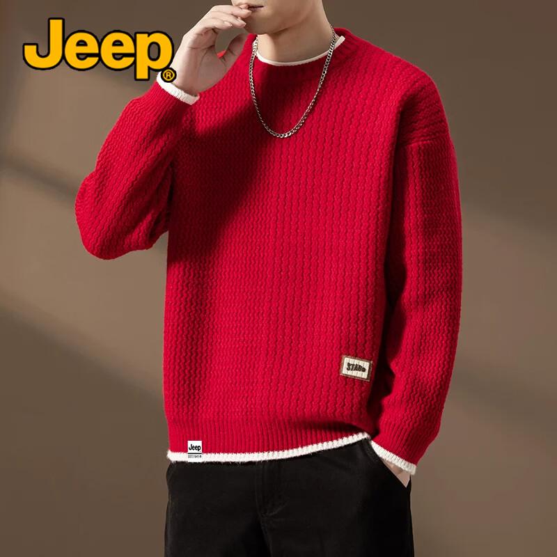 JEEP Men's Casual Crew Neck Knit Sweater