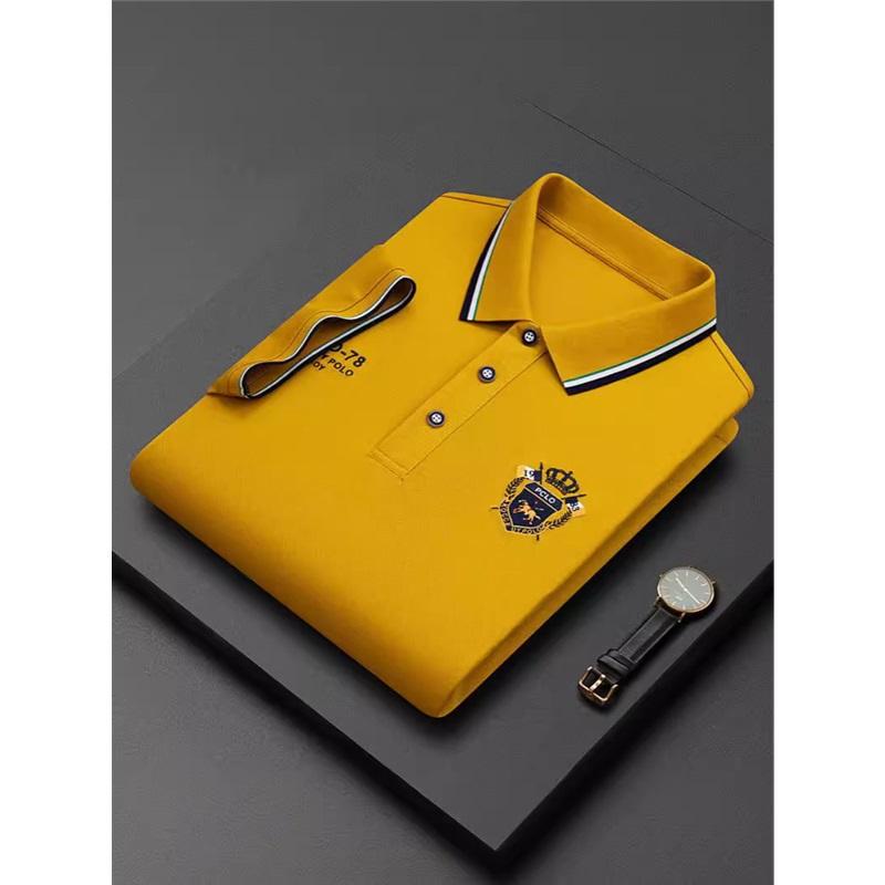 Men's Embroidered Non-iron Polo Shirt Summer Short-sleeved Top