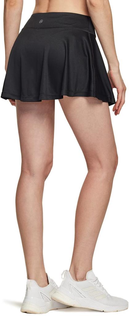 [Tesla] Women's Tennis Skirt [Moisture-wicking, Odor-resistant] Sportswear for Golf, Running, Bowling, with Inner Shorts FBK25-ZZBLK_L