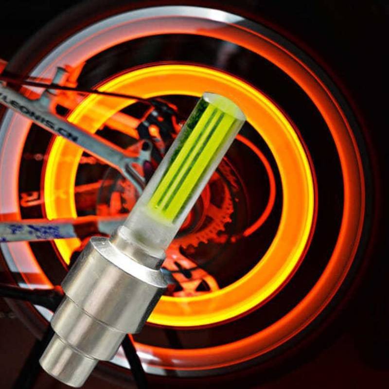 Bicycle Valve Cap Lights With Led Illumination For Cycling Accessories And Safety