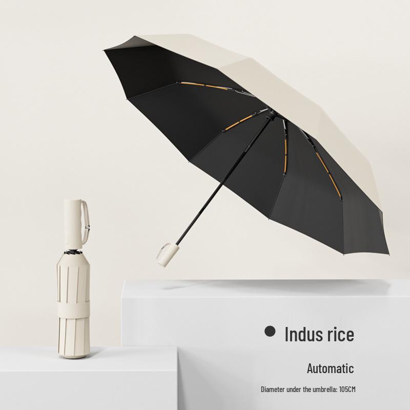 Three-Fold 20-Rib Black Glue Automatic Windproof Sun and Rain Umbrella for Customization