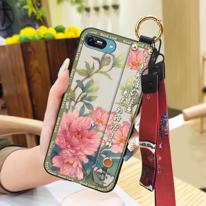 Elderly lady Kickstand Phone Case For Itel A25/A35/A25 Pro Lanyard Anti-knock Silicone Fashion Anti-dust Wristband Ring