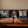 Retro Dressed Up Giraffe Cushion Cover Soft Reversible  Durable Pillow Cover  MultiScene Use for Home  Car Daily Comfort