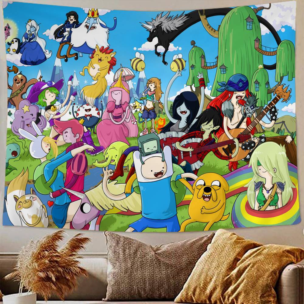 Tapestry da Parete Grande Colorata di Adventure Time Appeso a Parete Appeso a Parete Tappezzerie da Parete Bohémien Lenzuola Appese a Parete Mandala