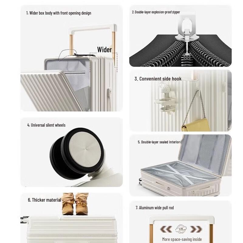 Front-Opening Wide Pull Rod Suitcase