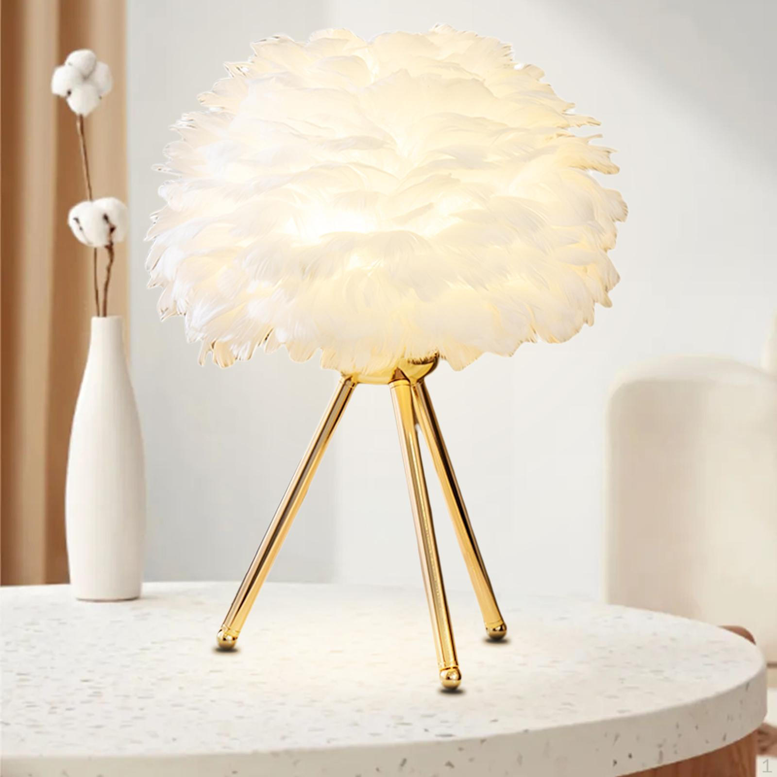Настольная лампа с абажуром-пером Современная спальня Прикроватный столик Ночник Декор Белый