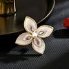 Korean Simple Natural Fritillary Pearl Four-Leaf Clover Brooch High-End Versatile Corsage Anti-Light Buckle Accessories Women