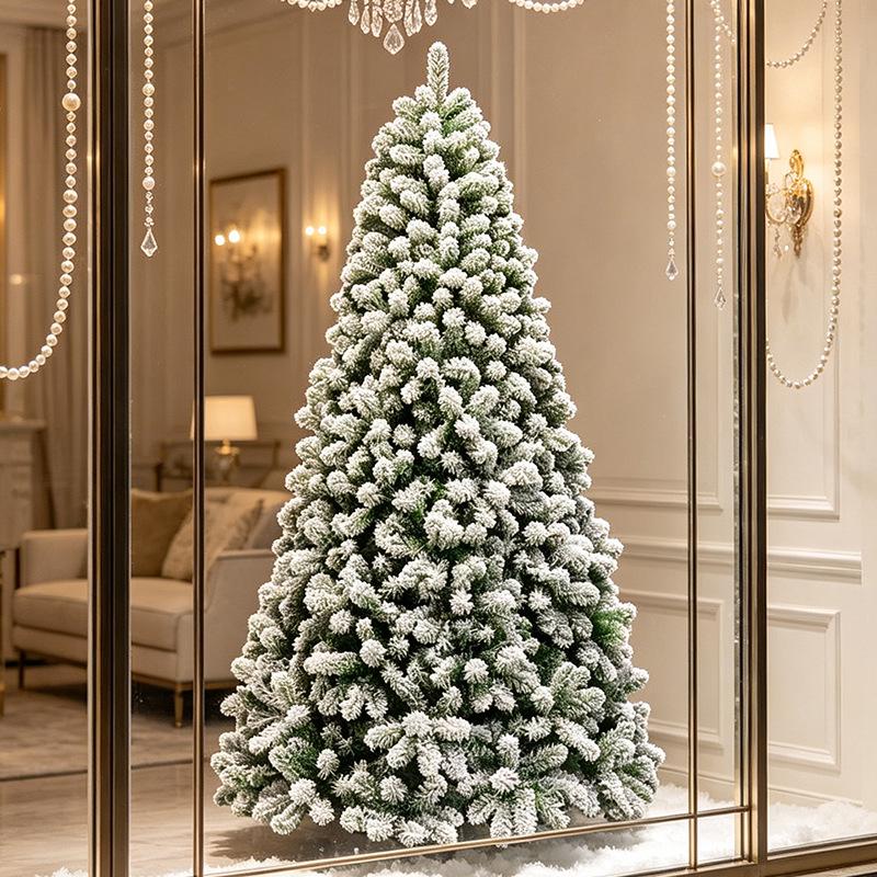 Frosted PVC White Fluff Christmas Tree for Hotel and Commercial Decorations