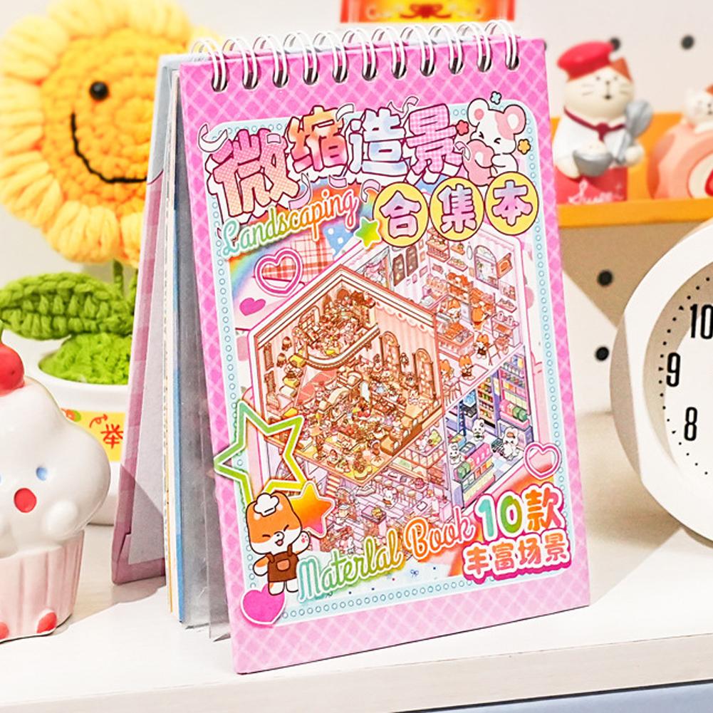 20 stk 20 i 1 tegneserie landskap klistremerkebok DIY 3D lommehytte scene klistremerker Gave til barn
